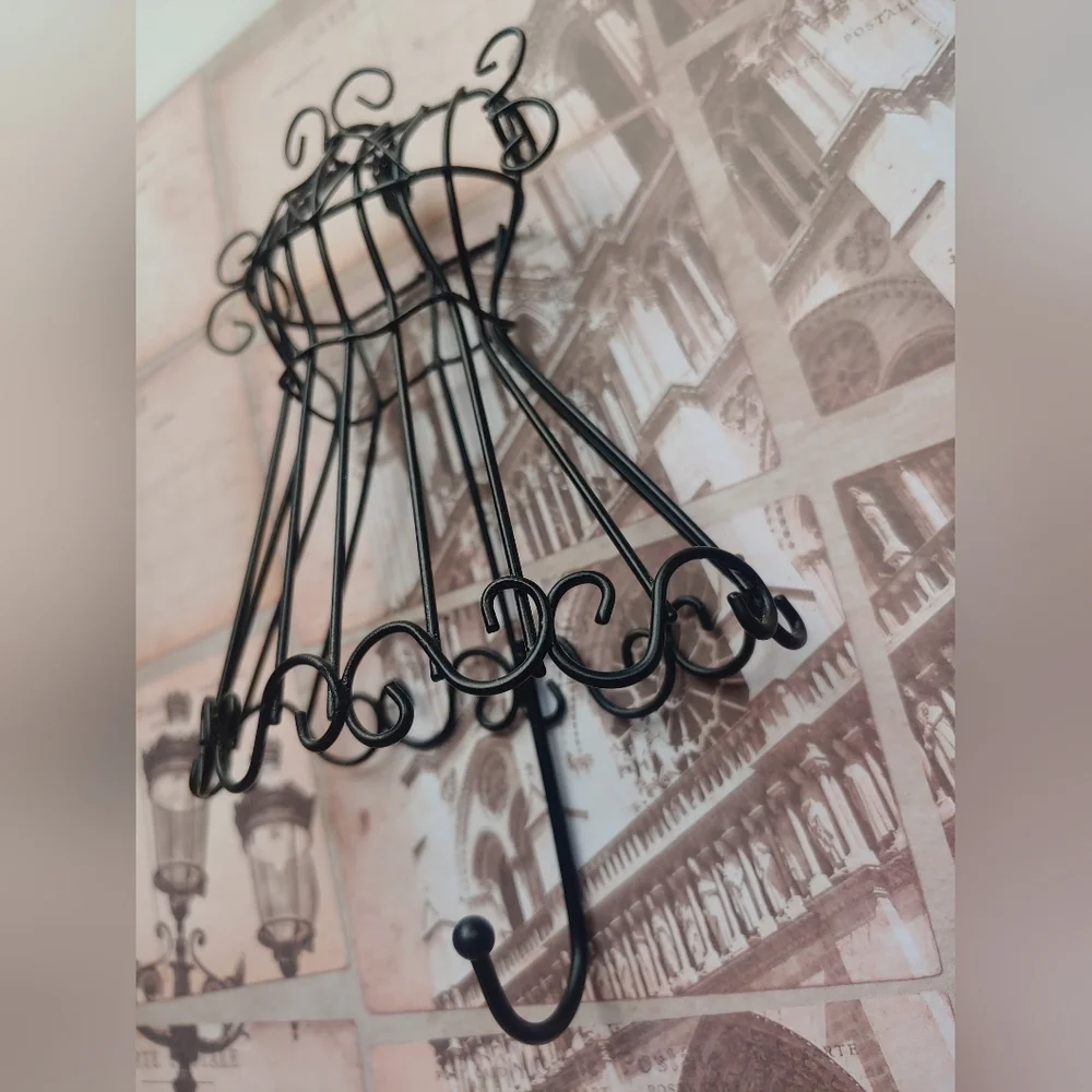 RARE Vintage 90s Fashion Dress Black Metal Hook Hanger Wall Decor Art - Picture 9 of 11